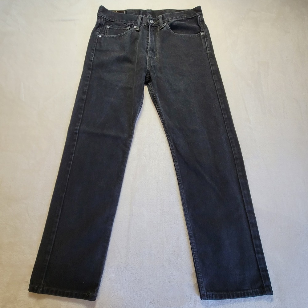 Classic Levi's 505 Regular Fit Jeans Mens 32x30 Black Straight Leg Denim - Picture 2 of 14